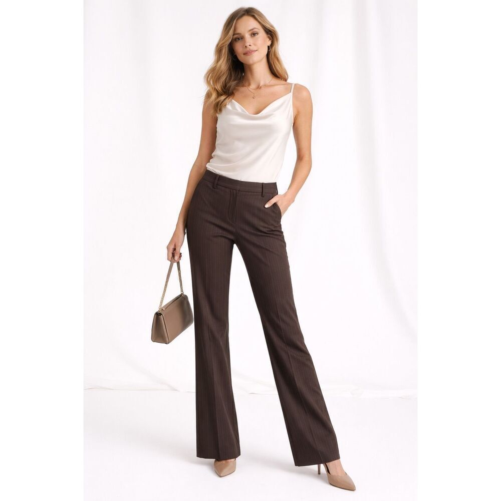 Apt 9 Maxwell Brown Pinstripe Stretch Dress Pants Size 10 Career Chic Work